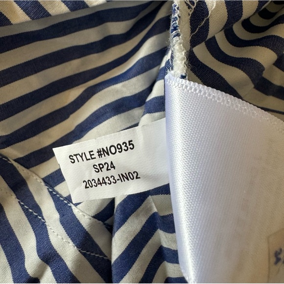 NWOT Madewell Poplin Flared Midi Skirt in Stripe Cotton Navy White Sz 6 NO935 - Picture 10 of 13